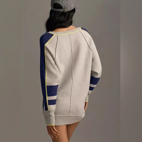 Anthropologie Daily Practice Navy Gray Colorblock Sporty Tunic Mini Dress small - Picture 6 of 7